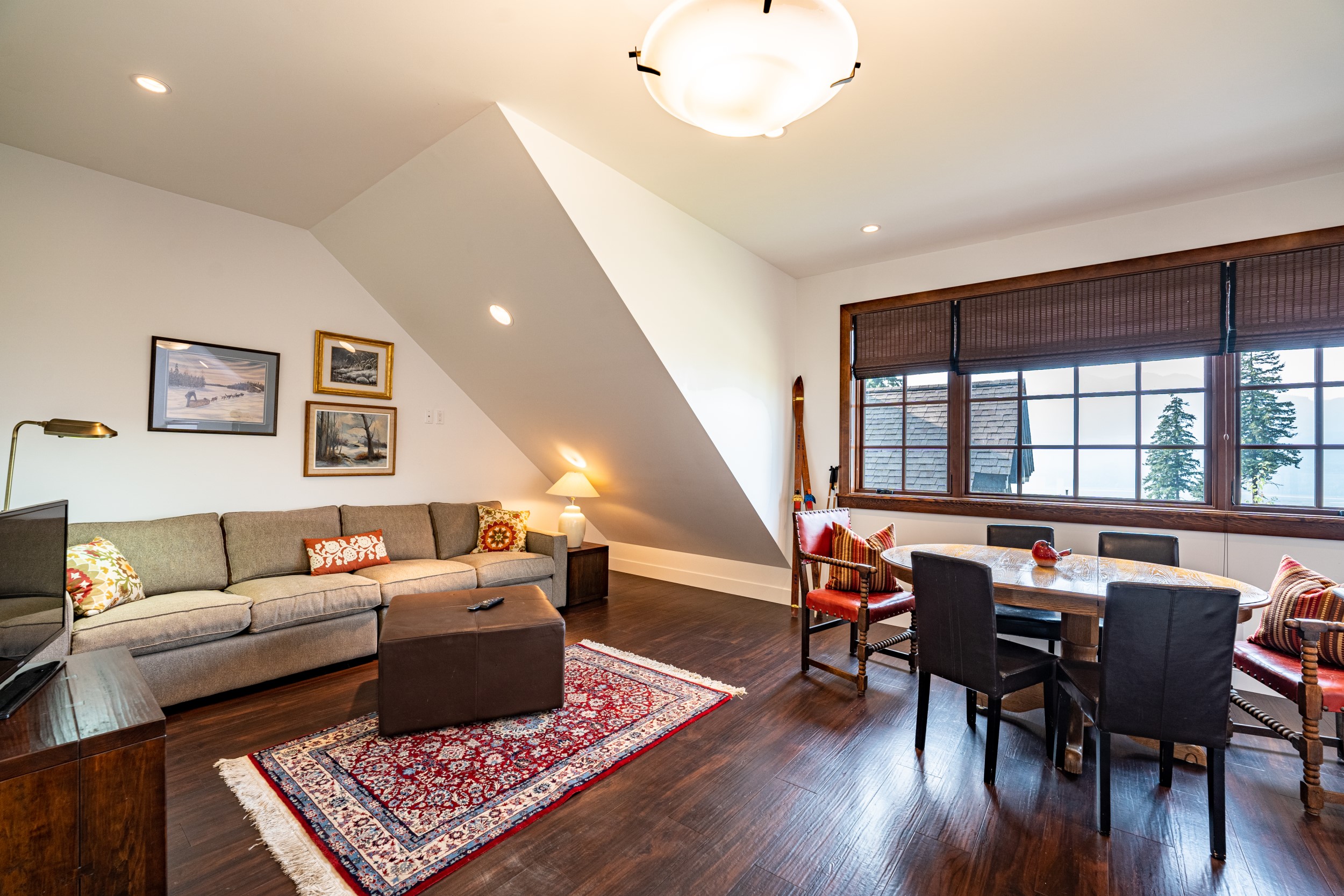 Revelstoke Mackenzie Landing Retreat dining room and living room